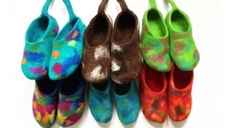 Anleitung zum Filzen von Hausschuhen  Filzpatschen aus Schafwolle  felted slippers 2 [upl. by Opportuna]