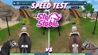 Speed Test Percheron vs Clydesdale  Star Stable Online [upl. by Doralia477]