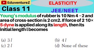 Young’s modulus of rubber is 10 Nm 4 −2 and area of crosssection is 2 cm2 If force of 2 10× 5 dyne [upl. by Rockwood]