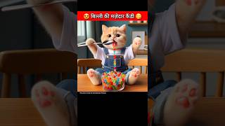 बिल्ली की मज़ेदार कैंडी 😍😋catsoftiktok​ cat​ cute​ aiart​ ai​ poorcat​ catlover​ fyp​ [upl. by Ahsirak769]