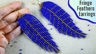 Fringe Feathers Earrings  Tutorial [upl. by Ardnasxela]