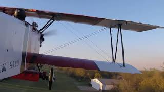 Sunset patrol Fokker D VII WW1 biplane replica flies around the patch [upl. by Yliab]