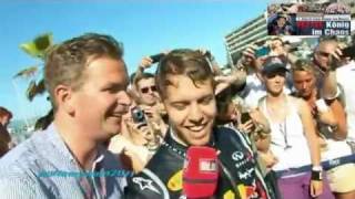 Sebastian Vettel  Poolparty nach MonacoSieg 2011 [upl. by Nnylecoj894]