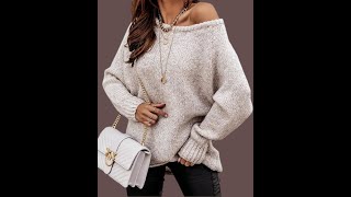 BTFBM Women Casual Long Sleeve Fall Sweaters Crew Neck Solid Color Soft Ribbed Knitted Oversized Pul [upl. by Sivrup]