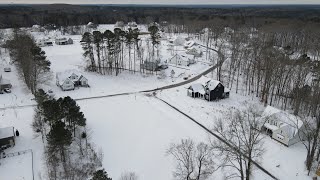 Prescott Manor Aerial in the snow Wake Forest North Carolina wakeforest northcarolina raleigh [upl. by Allenod]