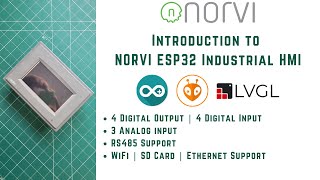 NORVI ESP32 Based Industrial HMI  LVGL  AI  DI  DO  RS485  24V DC  WiFi  SD Card  RJ45 [upl. by Yenrab]