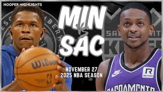 Minnesota Timberwolves vs Sacramento Kings Full Game Highlights  Nov 27  2025 NBA Season [upl. by Claus]