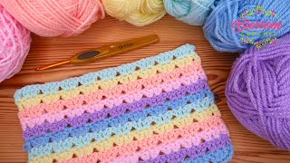 Easiest amp Fast Crochet Blanket  ONE Row Repeat How to Crochet a Double V Stitch blanket [upl. by Eerazed]