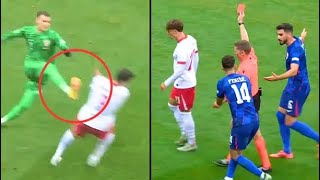 Dominik Livakovic Red Card vs Poland 😳🟥  Livakovic Horrible Tackle on Lewandowski [upl. by Abigail]