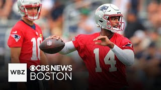 Patriots Training Camp Jacoby Brissett providing calming steady presence at quarterback [upl. by Enined]