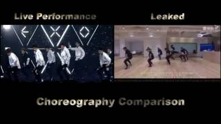 EXOLotto LouderChoreography Comparison Live Performance VS Leaked [upl. by Enigroeg]