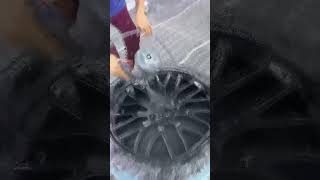 Car wheel paint cars wheel autodetailing carwashing  spraying paint rim paintboth [upl. by Elleina]