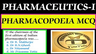 Pharmacopoeia mcqIndian pharmacopoeia mcq questionsIntroduction to pharmacopoeiapharmaceutics [upl. by Crudden200]