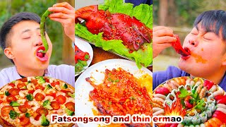 mukbang  Braised pork sausage  Chicken and goose  Big crab  Big lobster  songsong and ermao [upl. by Aryhs]