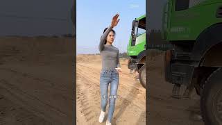 Beautiful truck driver lover girl motivation truckloverz bollywood girldriver automobile truck [upl. by Eniksre307]