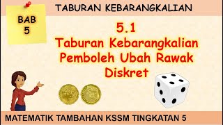 Video 01 Matematik Tambahan KSSM Tingkatan 5 Bab 5 Taburan Kebarangkalian PembolehUbah rawak Diskret [upl. by Eednim350]