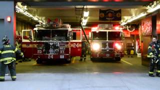 FDNY Ladder 24 and Engine 1 go on a run [upl. by Birdie648]