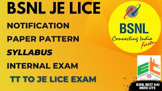 BSNL JE LICE  Exam Pattern  Syllabus  TT to JE LICE Exam  TTA LDCE  JE LICE BSNL  JE LICE EXAM [upl. by Atilehs]