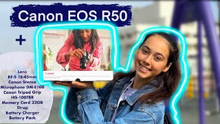 CANON EOS R50 РАСПАКОВКА Цифровая Фотокамера Обьектив Стереомикрофон ШтативМонопод Карта Памяти [upl. by Ahseekan]