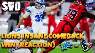 Detroit Lions INSANE Comeback In HUGE Primetime Win Vs Texans Reaction [upl. by Lubet]