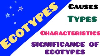 Ecotypes  Types characteristics significance of ecotypes  Biodiversity and its conservation [upl. by Elyrpa]