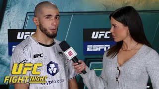 Muhammad Mokaev calls for title shot or Brandon Royval next after UFCVegas87 win  ESPN MMA [upl. by Anotyad]