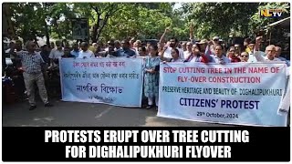 PROTESTS ERUPT OVER TREE CUTTING FOR DIGHALIPUKHURI FLYOVER [upl. by Ettenaej]