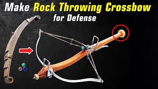 DIY make pallet crossbow from leafspring  Rock throwing crossbow from Renaissance make stone bow [upl. by Cly357]