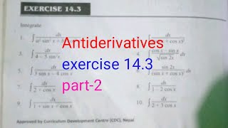 NEB class12 Antiderivatives exercise 143 part 2 [upl. by Billye]