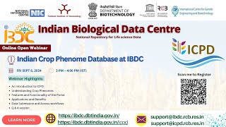 Open Webinar 3 Indian Crop Phenome Database ICPD at IBDC dbtindia [upl. by Orvan]