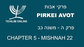 Pirkei Avot 5  Mishnah 22  פרקי אבות ה  משנה כב [upl. by Ludlow]