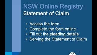 NSW Online Registry  Statement of Claim [upl. by Peadar]