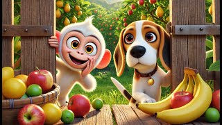 Apples and Bananas Kids songs Songs for kids Nursery rhyme Kids Music Animal songs [upl. by Salb613]