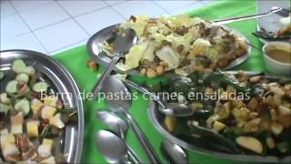 Barra Buffet de carnes pastas ensaladas postres BANQUETES bodas fiestas [upl. by Ydualc]