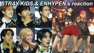 STRAY KIDS amp ENHYPEN being supportive to LE SSERAFIMs performance at Golden Disc Awards 2024 [upl. by Ehcsrop]