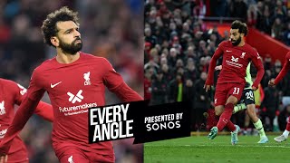 Every angle of Salahs strike from Alissons pinpoint pass  Liverpool vs Man City [upl. by Greyso]