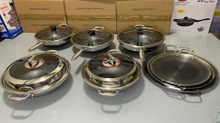 Laser Coating Deep Frying Pan Karaai Handi and Tawa Cooking Pots review unboxing products fyp [upl. by Ewolram260]