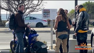 Keanu Reeves talking to fans about his ARCH Motorcycle for 3 Minutes Straight in Malibu [upl. by Arluene600]