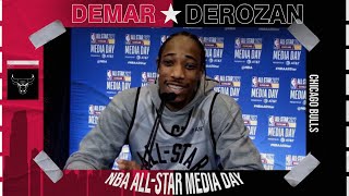 DeMar DeRozan on the excitement of being at the AllStar Game with teammate Zach LaVine [upl. by Eilhsa]