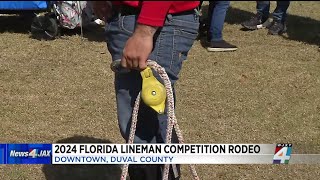 Florida Lineman Competition Rodeo draws lineworkers from across the state to Jacksonville [upl. by Ellimaj205]