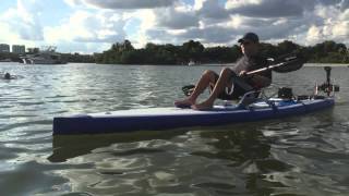 Inflatable SUP With Light 12V 20Lbs Electric Trolling Motor installed on motor mount [upl. by Padraig]