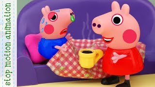 George felt ill Heating Tea Peppa Pig toys Stop motion animation new episodes 2019 [upl. by Itsrik931]