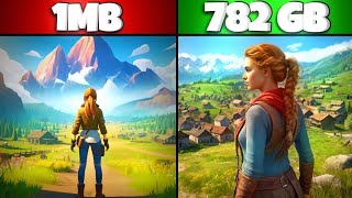 1 MB VS 782 GB The CRAZIEST Game Size Difference EVER [upl. by Suiremed884]