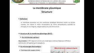 La membrane plasmique cytologie pour la première année médecine [upl. by Retlaw]