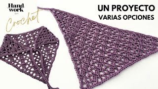 💜 Un proyecto de crochet con varias opciones Bandana  Pañuelo  CHAL de ganchillo [upl. by Nayar]