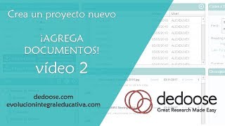 Cómo crear proyecto y agregar los documentos de investigación en Dedoose [upl. by Notrom]