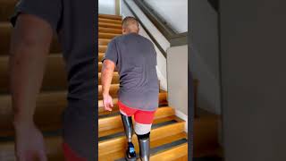 Going Up amp Down stairs with prosthetic legs  Bilateral BK Amputee [upl. by Annhej]