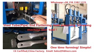 Steel tubepipe end flattening hole punchingtrimming machineOne time forming [upl. by Jordanson232]