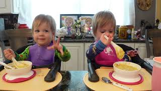 Twins try chicken corn chowder [upl. by Assi]