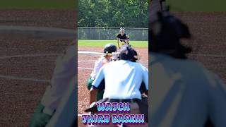 SlowMo Smash to Third Mizuno Glove Magic at First Base softball [upl. by Hendren839]